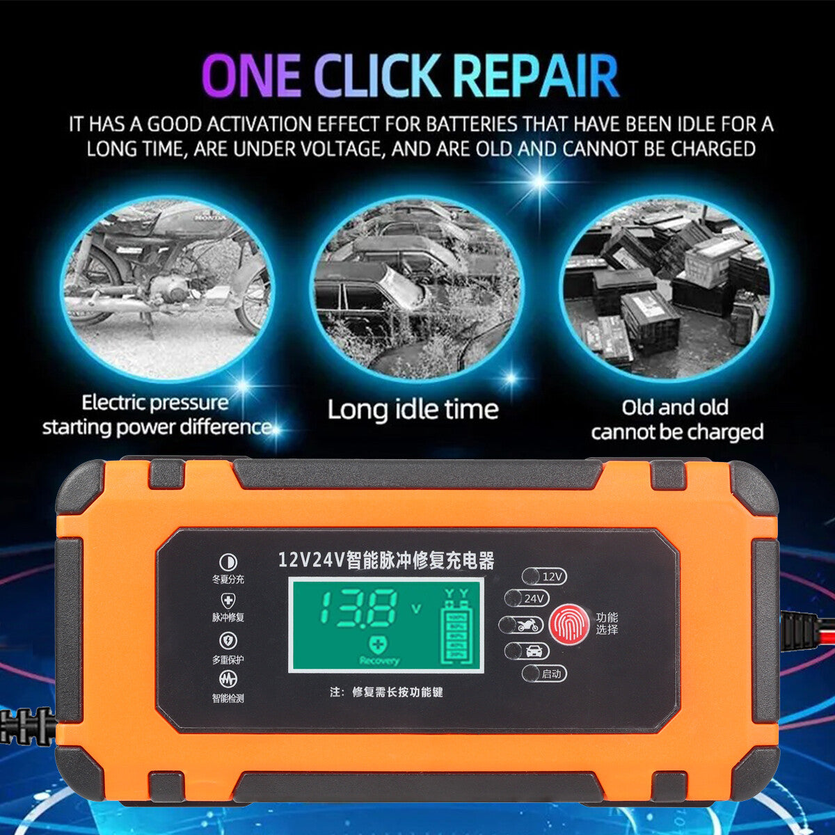 8A Smart Car Battery Fast Charger 12V Charger Automatic Pulse Repair AGM-GEL UK