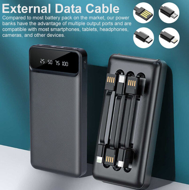 Power Bank 20000mAh USB-C Fast Charger Battery Pack Portable For Mobile Phone