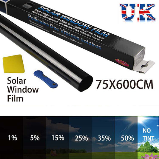 CAR WINDOW TINT FILM KIT TINTING SUPER DARK BLACK LIMO  75CM X 6M UK